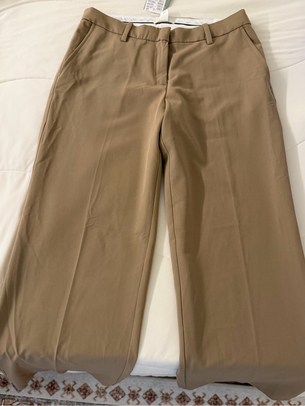 H&M Women's Wide-Leg Trousers in Khaki Brown